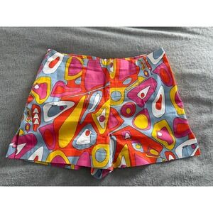 Gretchen Scott Designs Abstract Mod Print Shorts Womens XL Pink Orange Blue